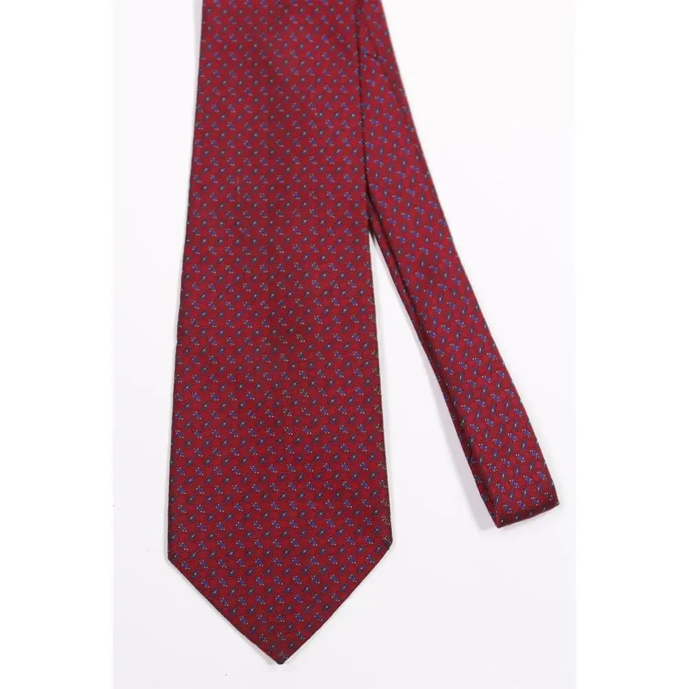 Polo Ralph Lauren Red Blue Woven Silk Necktie Tie Made in USA